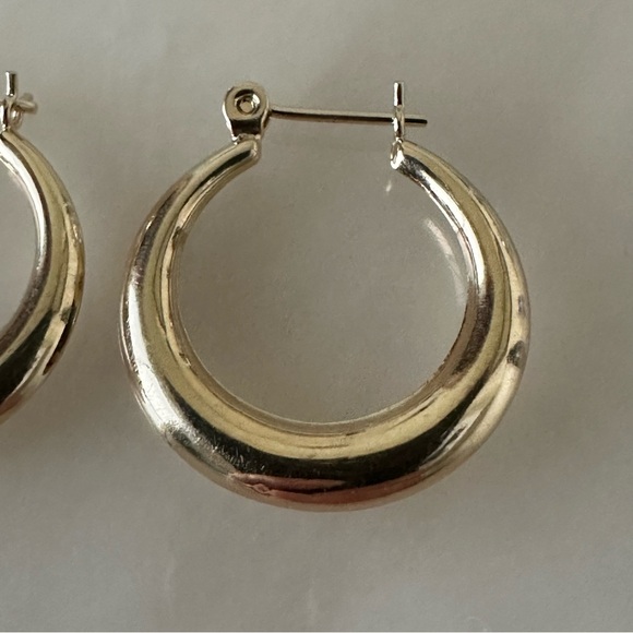 14k Solid Gold Polished Hoop Earrings - Picture 10 of 13